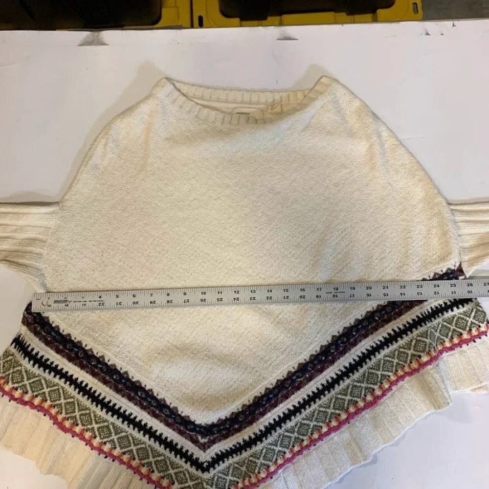 Anthropologie Sleeping On Snow Women's Off White Poncho Asymmetrical Size XS/S‎ - Picture 10 of 12